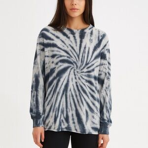 Maurices Gray Blue Spiral Tie Dye Oversized Pullover Crewneck Sweatshirt XS